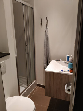 Kleine badkamer met douche/toilet